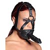 Leather Head Harness with Dildo Negru